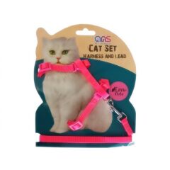 Kedi Göğüs Bel Tasması Dokuma Pembe