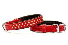 Doggie Konforlu Deri Swarovski Kristal Taşlı Köpek Boyun Tasması 2 x 32-39 cm Kırmızı