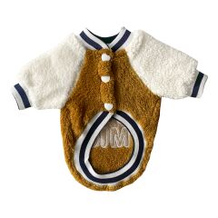 Markapet Peluş Köpek Kıyafeti Hardal Beyaz Large 33 x 48 cm - 5 kg