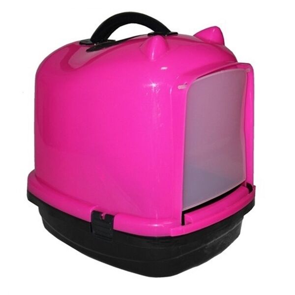 Kapalı kedi tuvalet kabı 49.5*40*50 cm Pembe