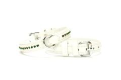 Doggie Flotter Deri Swarovski Kristal Taşlı Köpek Boyun Tasması 2 x 28-34 cm Beyaz