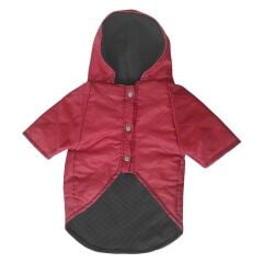 Kapşonlu Ve Astarlı Köpek Montu XX Large 37-54 cm Kırmızı Siyah