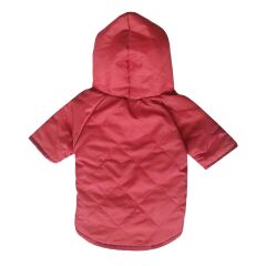 Kapşonlu Ve Astarlı Köpek Montu XX Large 37-54 cm Kırmızı Siyah