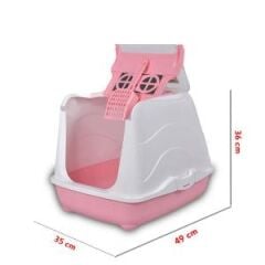 Karbon Filtreli Üstü Açılabilir Kedi Tuvaleti 35*36*49 cm Sarı
