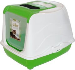 Karbon Filtreli Üstü Açılabilir Kedi Tuvaleti 35*36*49 cm Yeşil