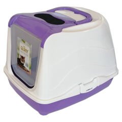 Karbon Filtreli Üstü Açılabilir Kedi Tuvaleti 35*36*49 cm Mor
