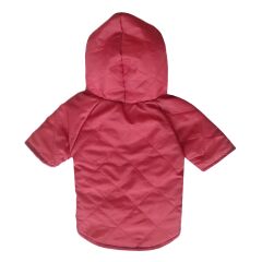 Kapşonlu Ve Astarlı Köpek Montu Small 30-42 cm Kırmızı Gri