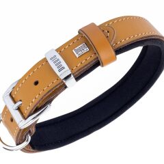 Doggie El Yapımı Konforlu Deri Köpek Tasması 2,5x37-45 cm Camel