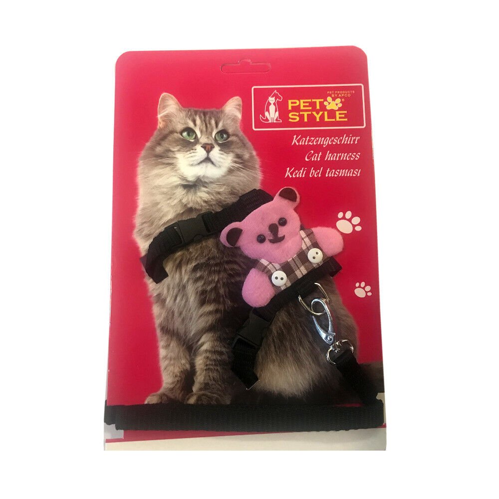 Pet Style Kedi Köğüs Bel Tasması Siyah Pembe
