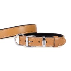Doggie El Yapımı Konforlu Deri Köpek Tasması 3x42-50 cm Kamel