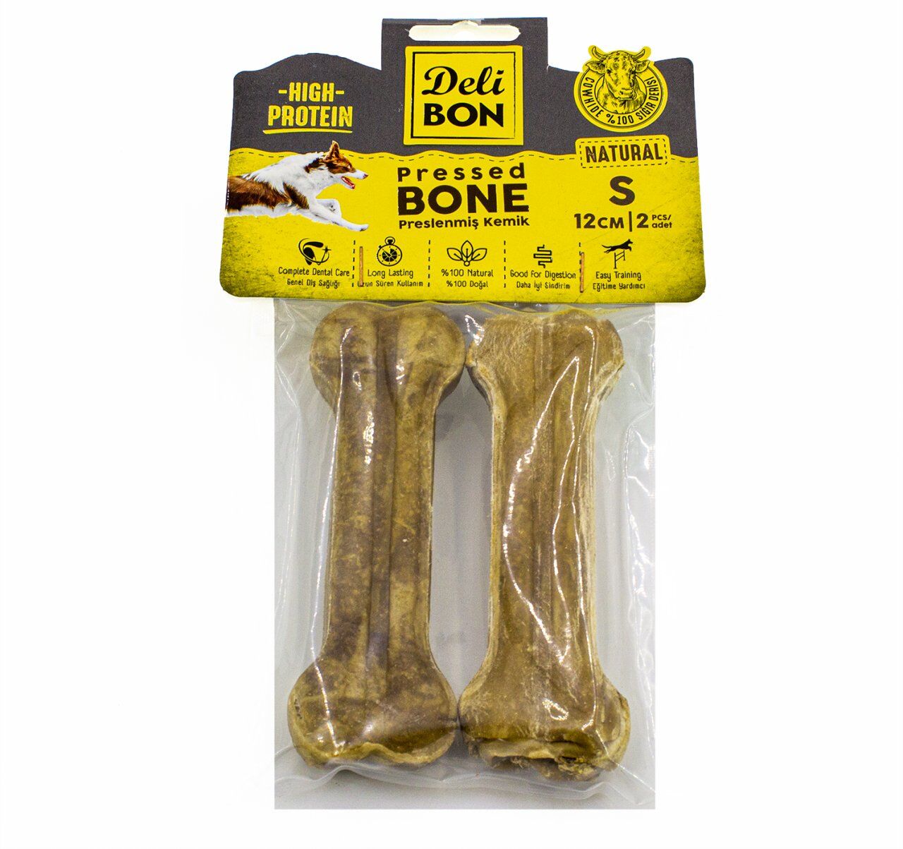 Delibon Deri Köpek Çiğneti Pres Kemik 2x12cm Natural