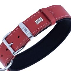 Doggie El Yapımı Konforlu Deri Köpek Tasması 3,5x52-60cm Kırmızı