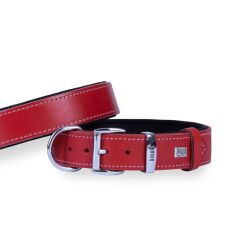 Doggie El Yapımı Konforlu Deri Köpek Tasması 3,5x52-60cm Kırmızı