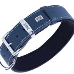 Doggie El Yapımı Konforlu Deri Köpek Tasması 3,5x52-60cm Mavi