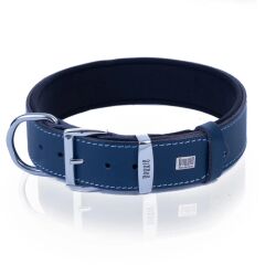 Doggie El Yapımı Konforlu Deri Köpek Tasması 3,5x52-60cm Mavi