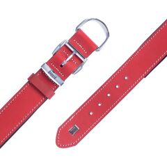 Doggie El Yapımı Konforlu Deri Köpek Tasması 4x52-60 cm Kırmızı