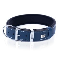 Doggie El Yapımı Konforlu Deri Köpek Tasması 4x52-60 cm Mavi