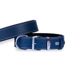 Doggie El Yapımı Konforlu Deri Köpek Tasması 4x52-60 cm Mavi