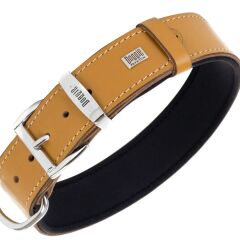 Doggie El Yapımı Konforlu Deri Köpek Tasması 4x52-60 cm Kamel