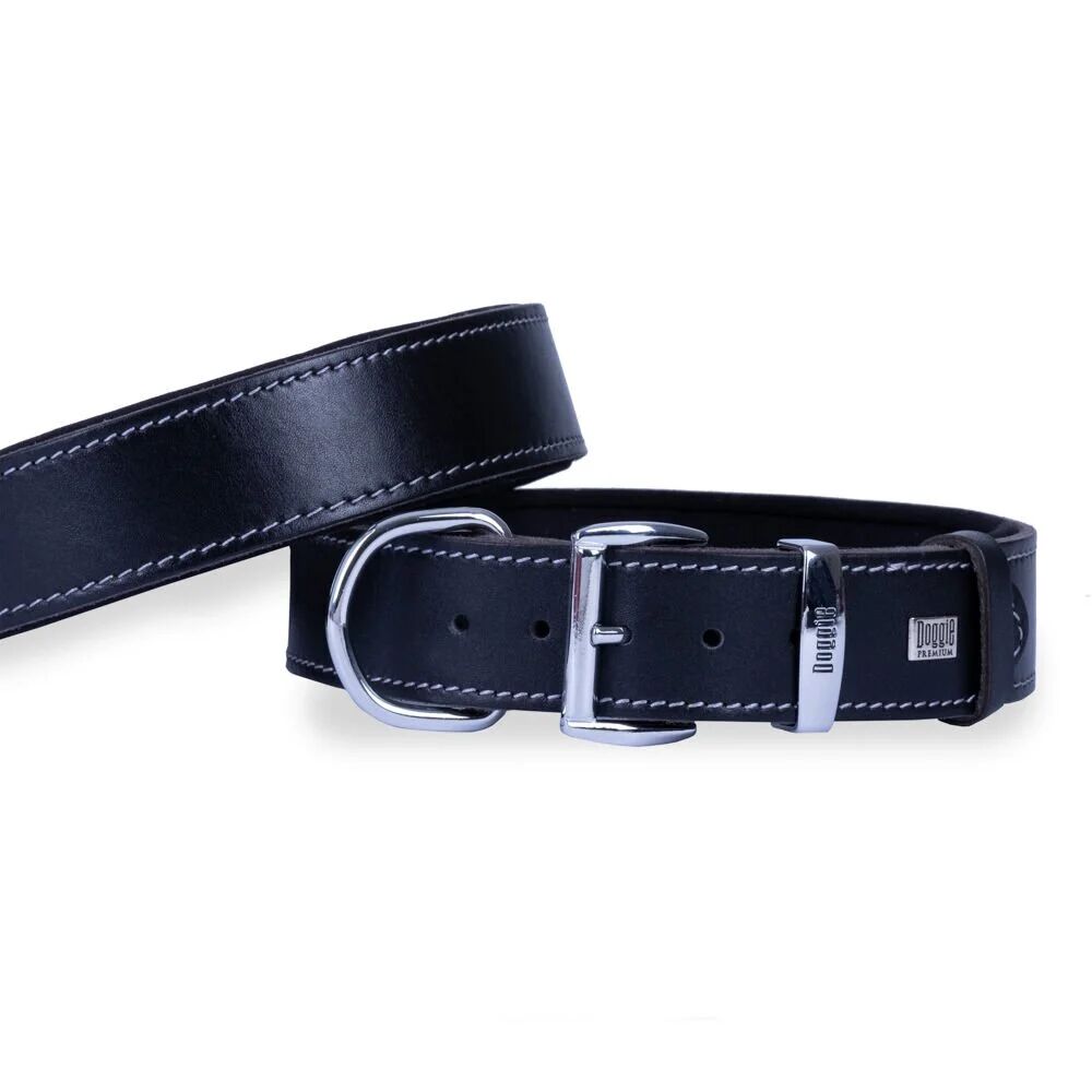Doggie El Yapımı Konforlu Deri Köpek Tasması 4x57-65 cm Siyah