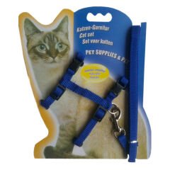 Kedi Göğüs Bel Tasma Takımı Medium Mavi 20*32-120 cm