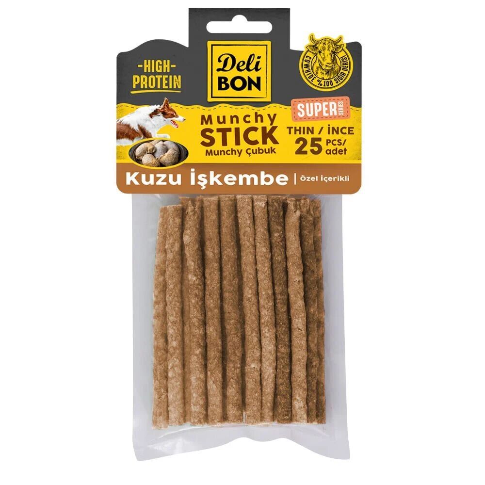 Delibon Super Munchy Çubuk Kuzu İşkembeli İnce 25 Adet