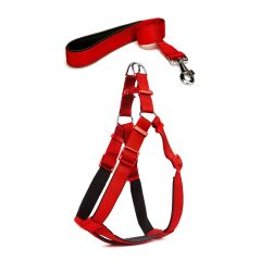 Köpek Göğüs Tasma Seti 60-75 cm Kırmızı+ Gezdirme Kayışı