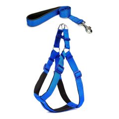 Köpek Göğüs Tasma Seti 60-75 cm Mavi + Gezdirme Kayışı