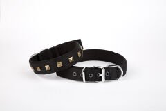 Doggie Piramit Desenli Köpek Tasması 2,5*37-45 cm Siyah