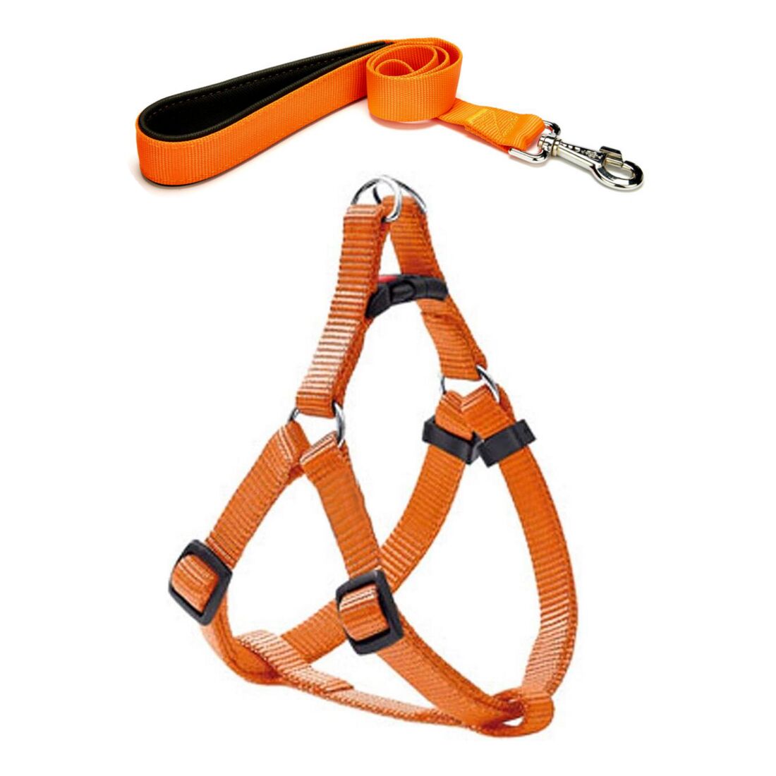 Köpek Göğüs Tasma Seti 60-75 cm Turuncu + Gezdirme Kayışı