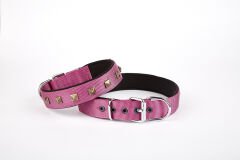 Doggie Piramit Desenli Köpek Tasması 2,5*42-50 cm Mor