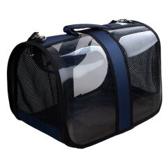 Markapet Kedi Köpek Fileli Şeffaf Taşıma Çantası 25*26*42 cm Mavi
