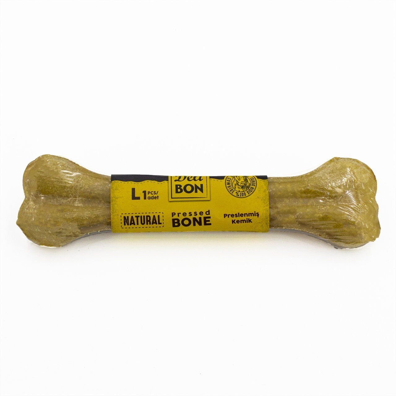 Delibon 22cm Deri Köpek Çiğneti Pres Kemik 1x22cm Natural