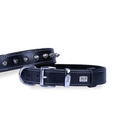 Doggie Konfor Deri El Yapımı Çivili Köpek Boyun Tasması 2,5x37-45cm Siyah