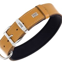 Doggie Konfor Deri El Yapımı Köpek Boyun Tasması 5x50-60 cm Kamel