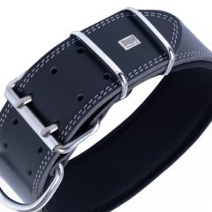Doggie Konfor Çift Kat Deri El Yapımı Köpek Boyun Tasması 6x60-70 cm Siyah