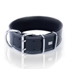 Doggie Konfor Çift Kat Deri El Yapımı Köpek Boyun Tasması 6x60-70 cm Siyah