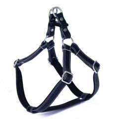 Doggie Gerçek Deriden El Yapımı Ronnin Köpek Göğüs Tasması 2x55-65 cm Large Siyah