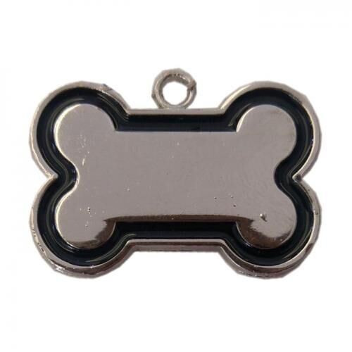 Kemik Şekilli Kedi Köpek İsimlik Aksesuar 2,5*4 cm Siyah