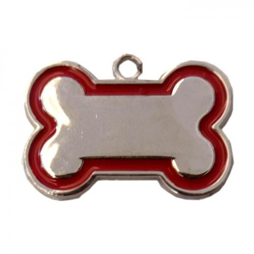 Kemik Şekilli Kedi Köpek İsimlik Aksesuar 2,5*4 cm Kırmızı
