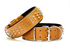 Doggie Ektsra Çivili Deri Köpek Boyun Tasması 5x60-70 cm Kamel