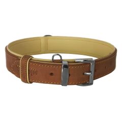 Markapet Lüks Deri Köpek Boyun Tasması 2x25-32 cm Sarı Kahverengi