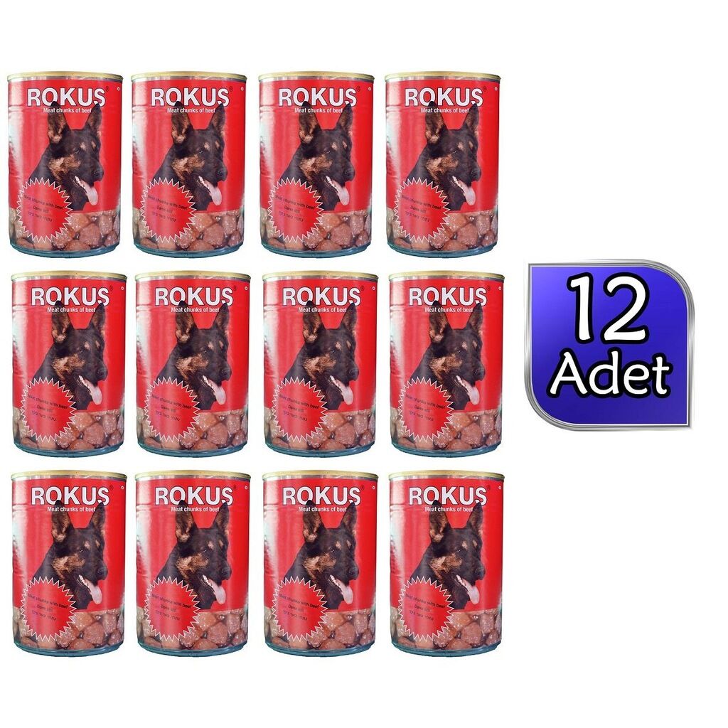 Rokus Dana Etli Köpek Konservesi 410 gr 12 adet