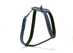Doggie Konforlu Deriden El Yapımı Köpek Göğüs Tasması 1,5 x 30-45 cm Mavi