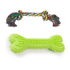 Ans Dental Plastik Köpek Oyuncak + Diş İpi 15 x 22 cm Yeşil