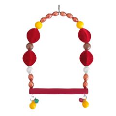 Markapet Tünekli Bordo Kadife Boncuklu Kuş Salıncağı 10-16 cm