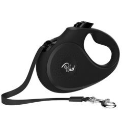 Polo Solid Makaralı Otomatik Tasma M 5 Metre - 25 kg Siyah