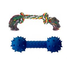 Ans Dental Plastik Köpek Oyuncak Dumbel + Diş İpi 14 x 22 cm Mavi