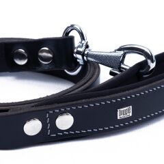 Doggie Softlu Deri Köpek Gezdirme Kayışı 3 cm*100 cm Siyah