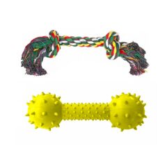 Ans Dental Plastik Köpek Oyuncak Dumbel + Diş İpi 14 x 22 cm Sarı